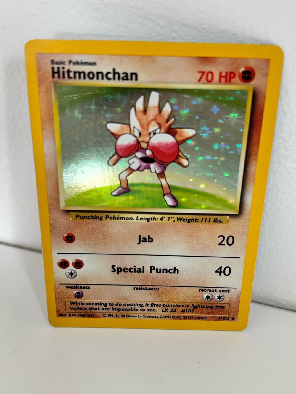Hitmonchan Holofoil Pokémon Card 7/102 base set